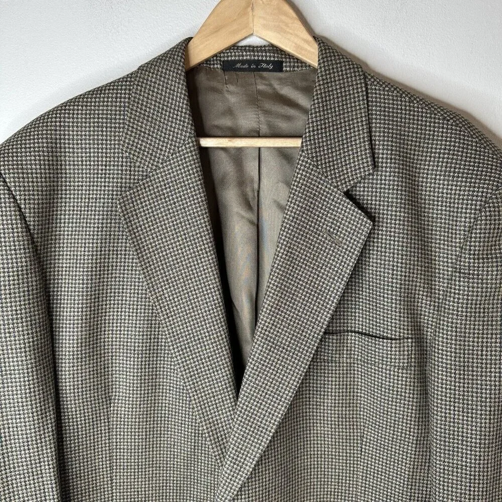 Vito Rufolo Houndstooth Italy Silk Wool 2 Button Sportscoat‎ Blazer Jacket 44R